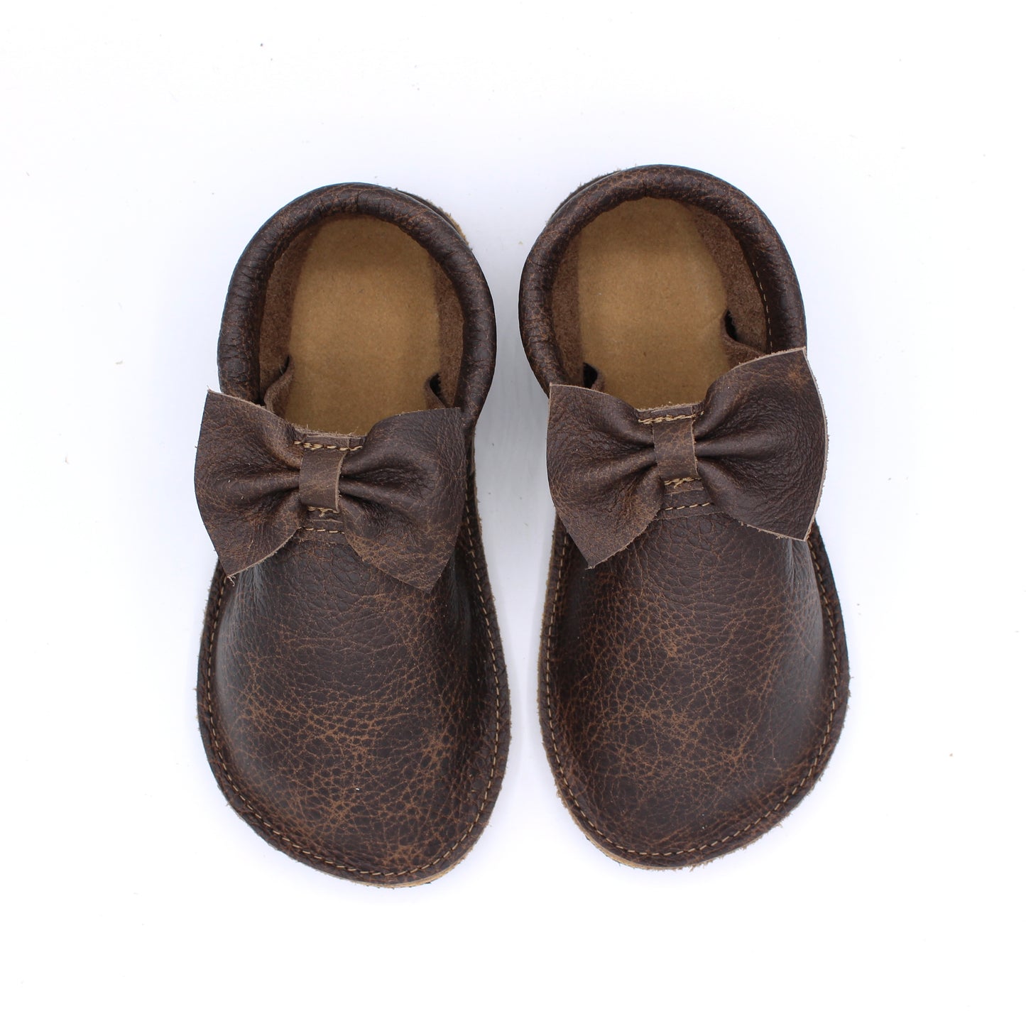 YOUTH Bow Mocs - Whiskey - 6mm Black Hybrid Soles