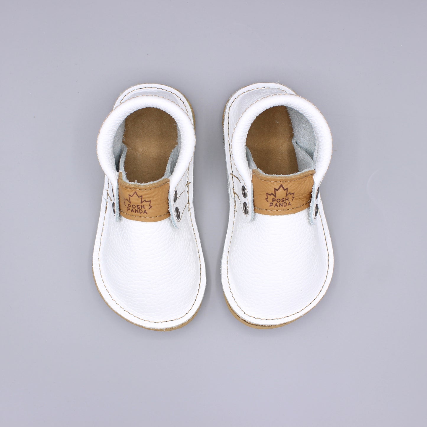 TODDLER Hampton Mocs - White - 4mm Beige Hybrid Soles