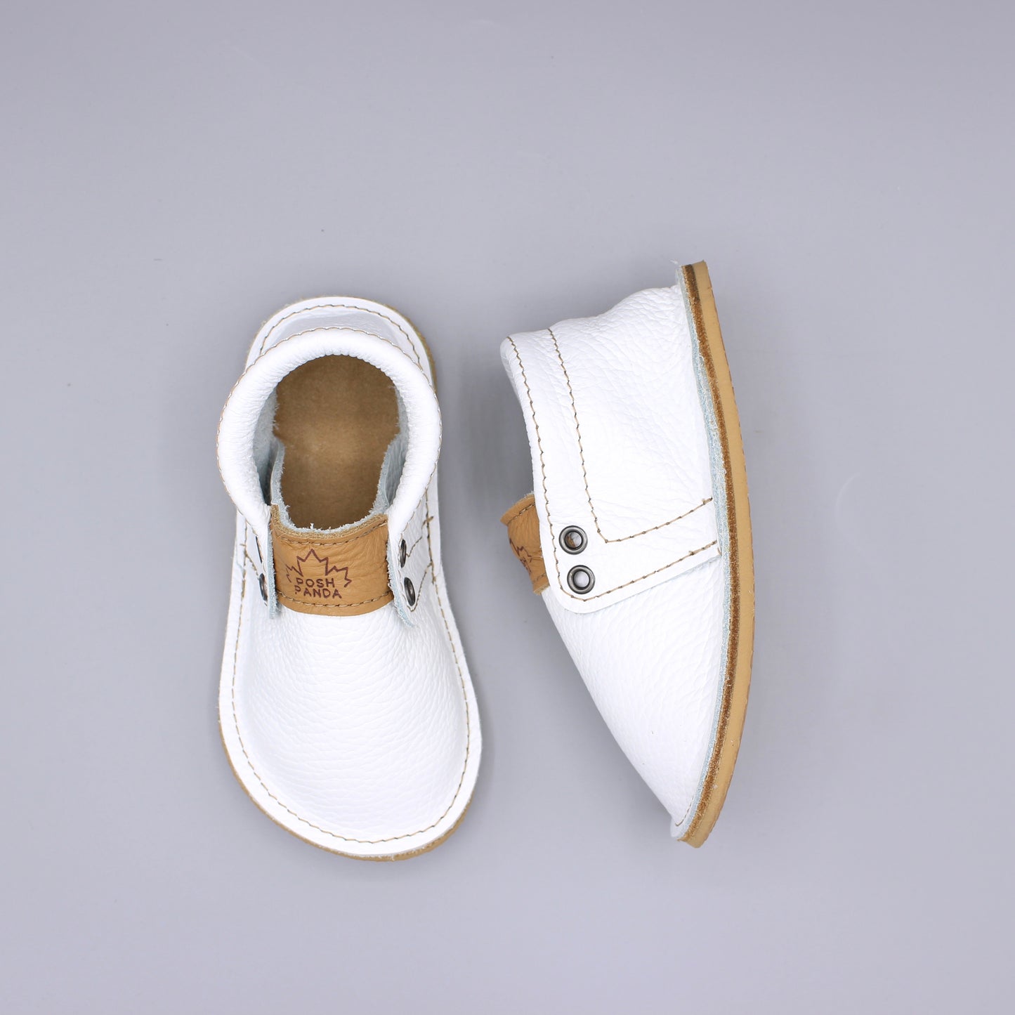 TODDLER Hampton Mocs - White - 4mm Beige Hybrid Soles