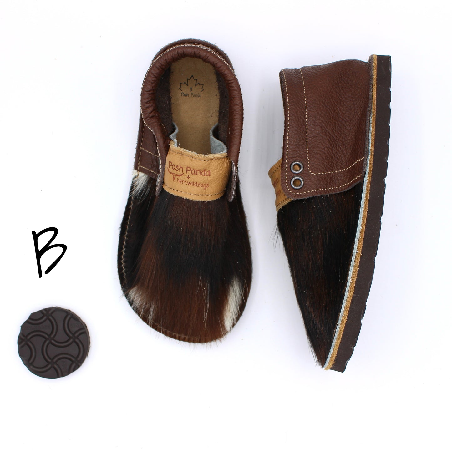 Hair Hide Mocs - YOUTH - Size 3 (RUGGED Sole)
