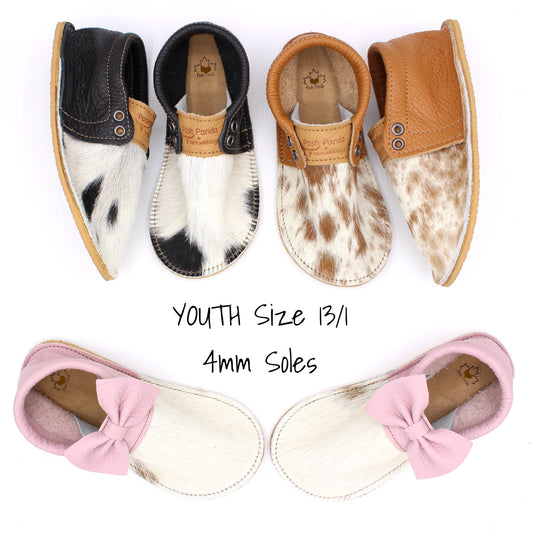 Hair Hide Mocs - YOUTH - Size 13/1 (4mm Sole)