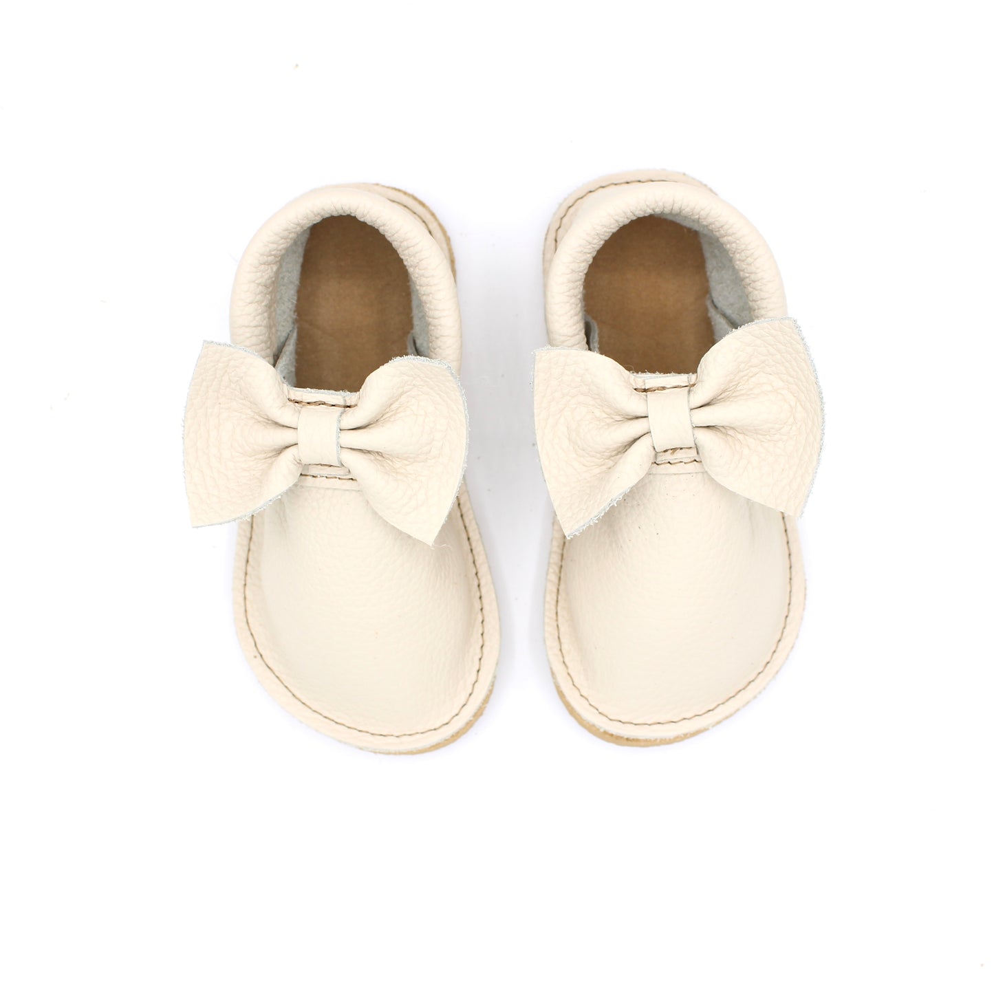TODDLER Bow Mocs - Coconut - 6mm Hybrid Soles