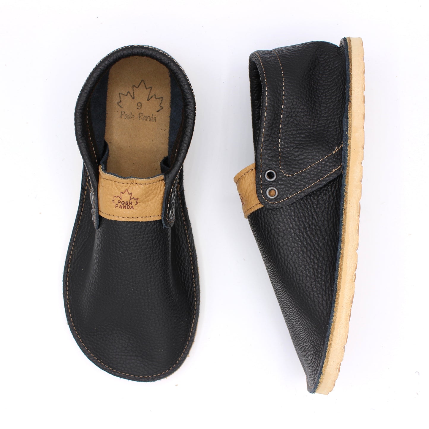 Ladies Hampton Mocs - Black - Beige RUGGED SOLES