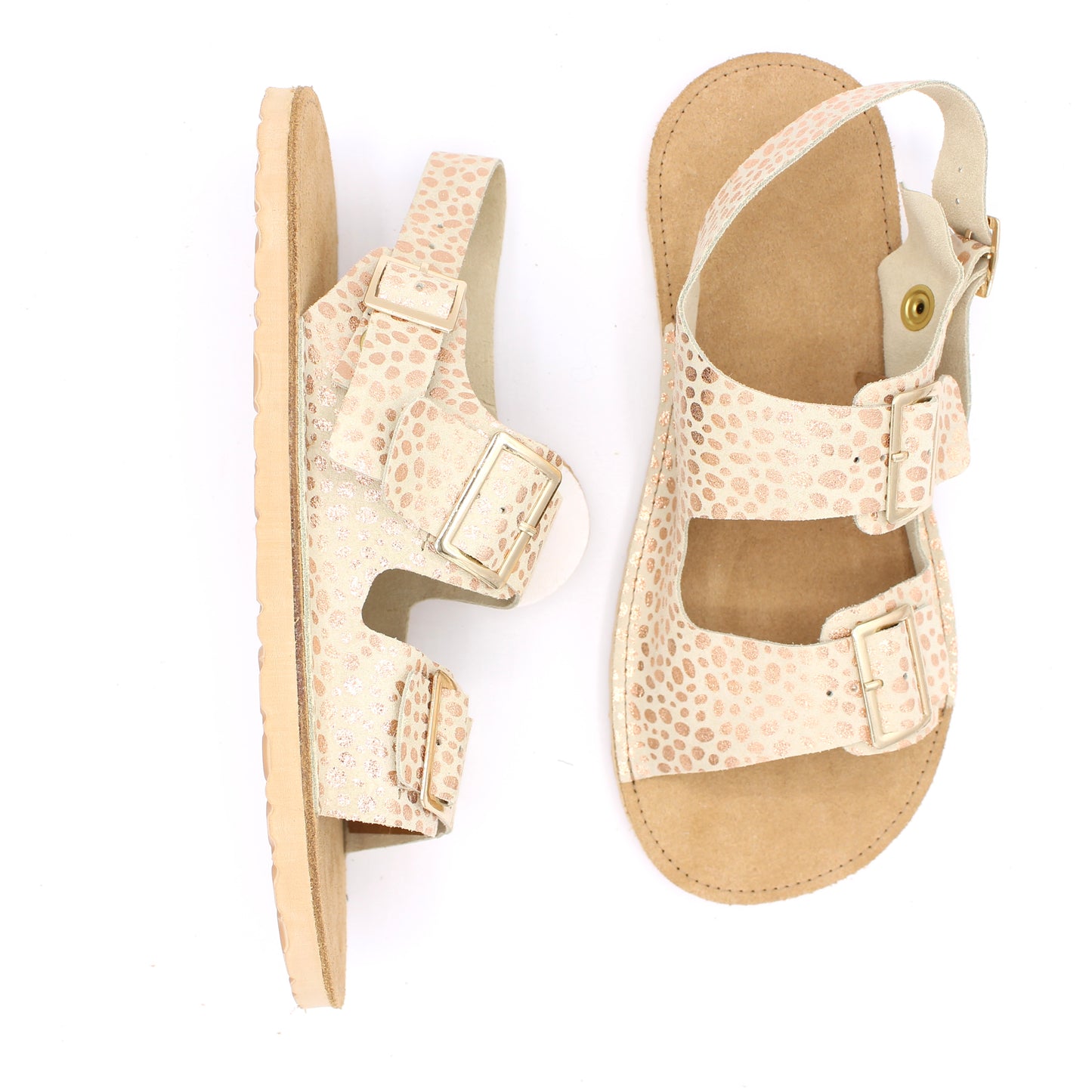Ladies Buckle Sandals with Snaps - Rosie Dalmation - Rugged Soles