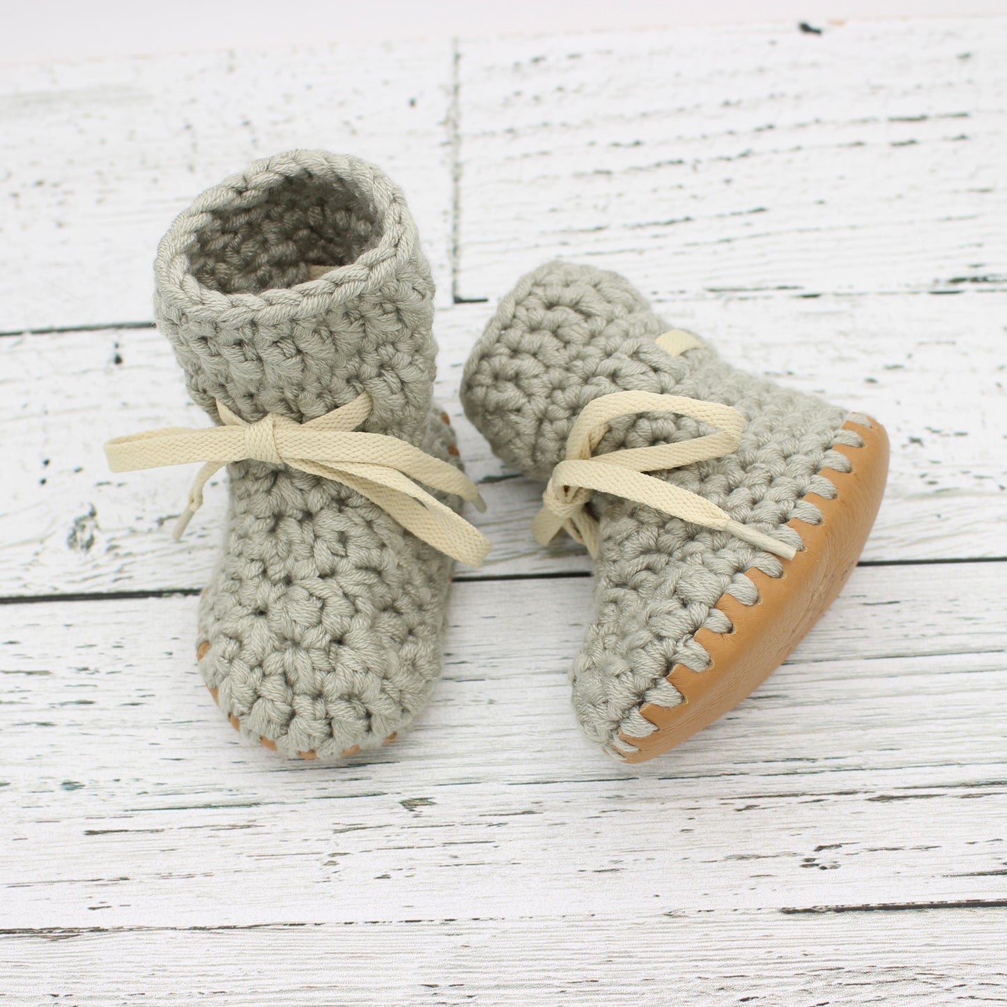 Baby Crochet Boots - Cool Grey
