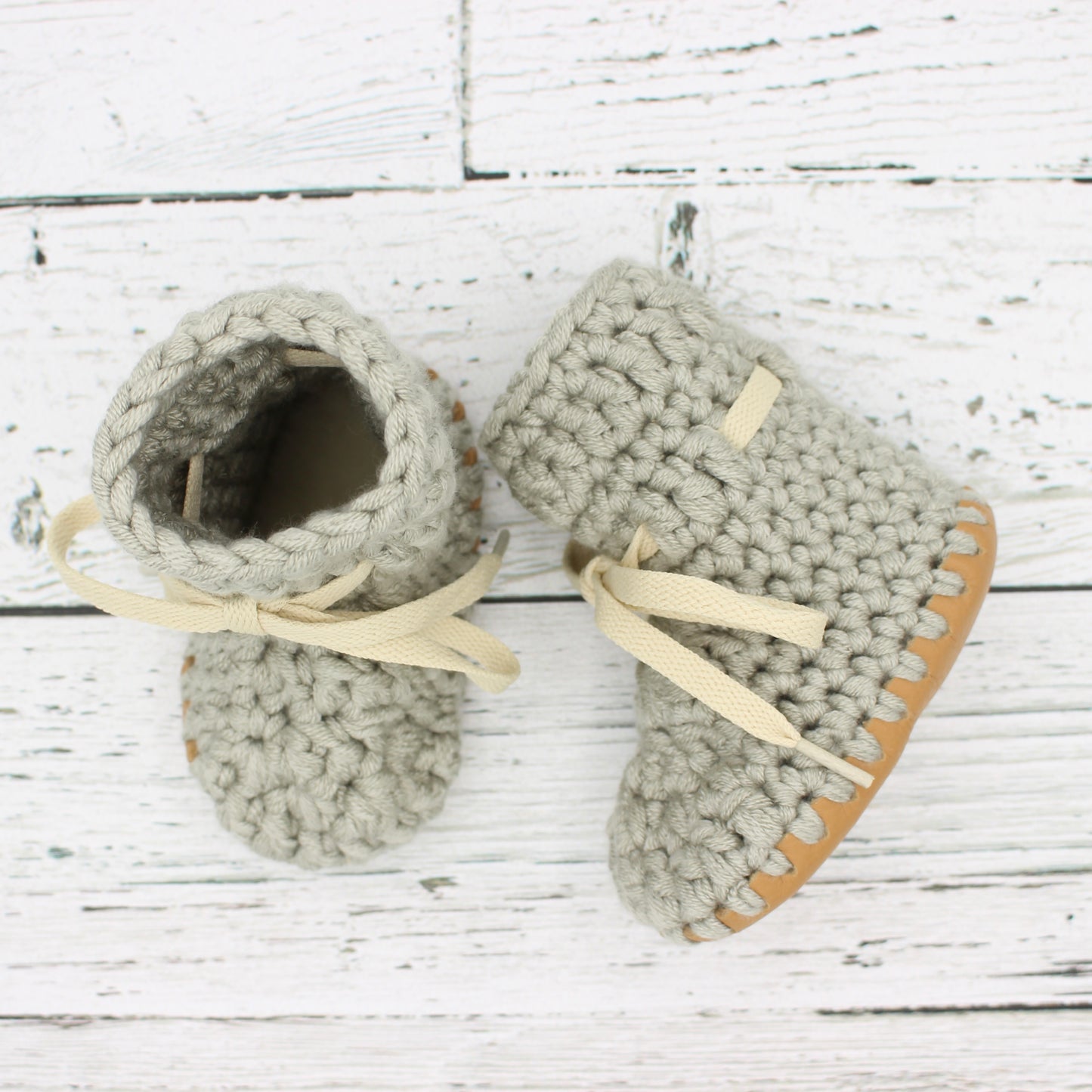 Baby Crochet Boots - Cool Grey