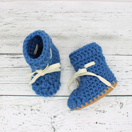 Baby Crochet Boots - Blue