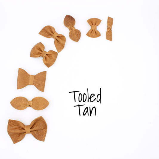 Tooled Tan Bow