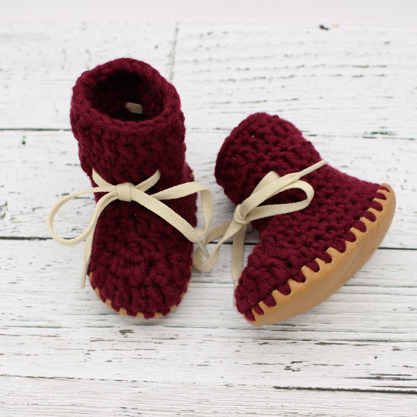 Baby Crochet Boots - Burgundy